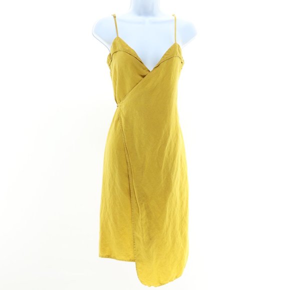 Reformation CRUZ Wrap Dress Dress • XS • Gold/Yellow - Picture 1 of 11